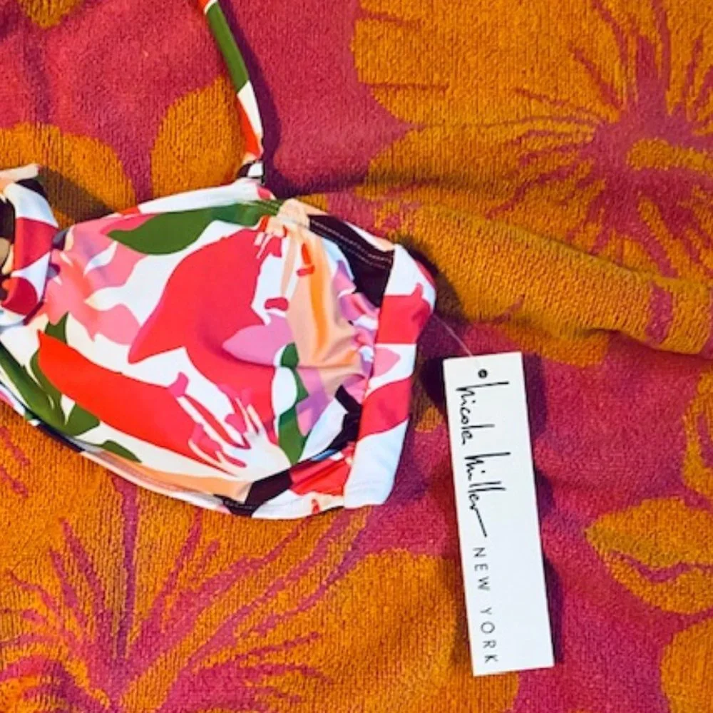 Nicole Miller Floral Bandeau Bikini Top - NWT